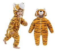 Generisch Disfraz de tigre para niños de 70 a 120, disfraz de carnaval con cremallera para ir al baño