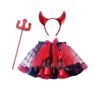 Generisch Disfraz de vampiro rojo sangre escalofriante vestido de fiesta elegante para niñas vestido de Halloween: vestido de bruja con falda y accesorio a juego para cosplay y fiestas