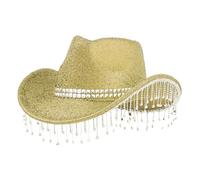Generisch Disfraz infantil de vaquero con lentejuelas y contrapartes Tassels Fashionable Cowboy Hats Music And Dance Elegant Hats Cowboy Botines Mujer Rojo (Oro, Talla Única)