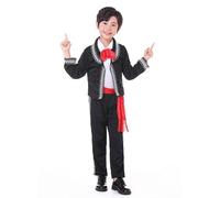 Generisch Disfraz mexicano de baile tradicional, disfraz de Halloween, pajarita y cinturón, color negro, 13-14 años