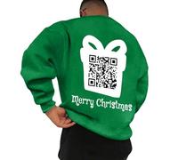 Generisch Divertida sudadera de cuello redondo para hombre con código QR, manga larga, divertido mensaje oculto, diseño unisex, ideal para ocasiones especiales de ocio, verde, M