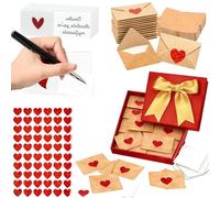 Generisch DIY Love Notes Box, Mini Cards & Envelopes with Heart Stickers, 60-Piece Romantic Valentine's Day Love Cards Set for Him Her, Personalized Wedding Anniversary (30)