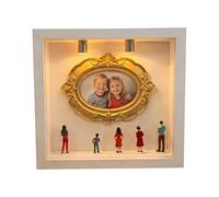 Generisch DIY Museum Silhouette Box - Upgrade Shadow Box Frame Kit, elegante cubo de memoria de marco dorado con pantalla multicapa, galería de arte en miniatura, de almacenamiento familiar