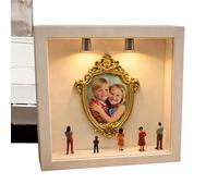 Generisch DIY Museum Silhouette Box - Upgrade Shadow Box Frame Kit, elegante cubo de memoria de marco dorado con pantalla multicapa, galería de arte en miniatura, de almacenamiento familiar