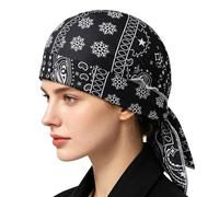 Generisch Do Rag - Sombrero pirata elástico Amoeba de tela de 21,65 a 23,62 pulgadas | Diadema fresca para ciclismo | Diadema de anacardo para hombres y mujeres. Poliéster ligero, 20 g., Snowflake 2