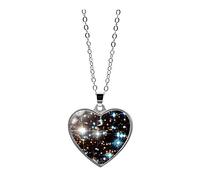 Generisch Doble sistema Sided Collar Universo Cristal Colgante Corazón Planeta Accesorios Bikini Collar, metal, Sin gemas