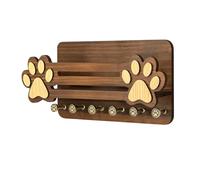 Generisch Dog Leashes Organizer - Dog Stuff Organizer & Key Holder Wall Mount | Wooden Cute Paw 6 Hooks Floating Shelf | For Pet Owners Home Entrance Living Room Kitchen Bedroom Apartment Key Holder