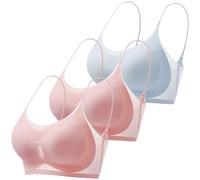Generisch Dormir ropa de las señoras sujetador delgado delgado más tamaño Ice Comfort sujetador de las señoras ropa interior rojo, N, L