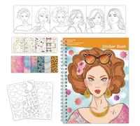 Generisch Dress Up Stickers, Coloring Activity Set, Educational Creative Toys, Fine Motor Skills Sticker Book for Girls Teens Preschool Home Classroom Birthday Party, Reusable Sheets, Fun Learning