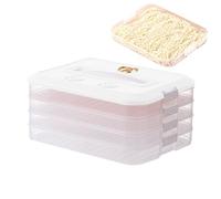 Generisch Dumpling Preservation Storage Box, 4 capas apilable Food Grade Container with Lid, 12.05x9.06x5.71 inch Convenient & Space Saving, High Capacity Clear Bin for Freezer, and Timer