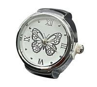 Generisch El ejército de los anillos para decir la hora, anillo de reloj, anillo redondo grueso, anillo ajustable de plata, joyería de reloj de moda, flores de caléndula secas, talla única, Metal, Sin