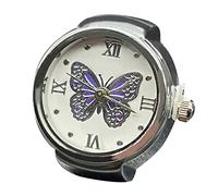 Generisch El ejército de los anillos para decir la hora, anillo de reloj, anillo redondo grueso, anillo ajustable de plata, joyería de reloj de moda, flores de caléndula secas, talla única, Metal, Sin