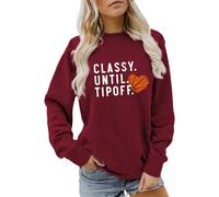 Generisch Elegant Until Jump Basketball Damen Hoodie Game Day Pullover Crewneck Funny Mama Shirt Alerce Sportliches Top, Color rojo., XXL