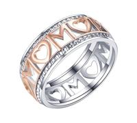 Generisch Elegante anillo de oro bicolor "MOM" para el Día de la Madre - un signo de amor y aprecio anillos oreja, B, Cobre, Sin piedras preciosas
