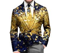 Generisch Elegante chaqueta de cena para hombre con estampado de carnaval para ocasiones festivas, elegante y a la moda, diseño ligero y versátil, dorado, XXL