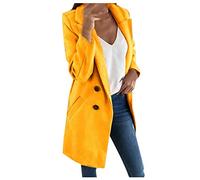 Generisch Elegante chaqueta larga de lana para mujer como abrigo de moda mezcla de alta calidad con ajuste delgado para prendas exteriores elegantes en ejecución larga, amarillo, L