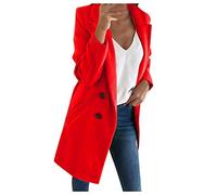 Generisch Elegante chaqueta larga de lana para mujer como abrigo de moda mezcla de alta calidad con ajuste delgado para prendas exteriores elegantes en ejecución larga, rojo, S