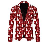 Generisch Elegante chaqueta para hombre con diseño de copo de nieve, Papá Noel, para ocasiones festivas, rojo, XL