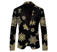 Generisch Elegante chaqueta para hombre con diseño de copo de nieve, Papá Noel, para ocasiones festivas, dorado, L