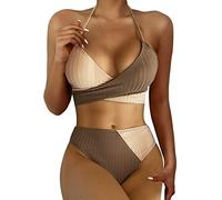 Generisch Elegante conjunto tankini para mujer traje de baño con realce la figura vacaciones en la playa, café, M