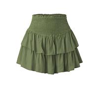 Generisch Elegante falda plisada de doble capa para mujer, estilo pastel, dobladillo en forma de hoja, para ocasiones veraniegas, verde, L