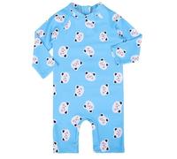 Generisch Elegante manga larga para niñas con gorra de protección solar, perfecta para actividades en la piscina, playa, lago en primavera, Azul1, 3-4 años