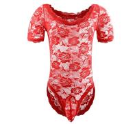 Generisch Elegante mono de hombre con estampado de medias de carácter plano para momentos emocionantes, versátil para uso diario y actividades de ocio, rojo, Talla única