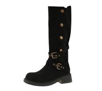 Generisch Elegante negro para mujer, estilo retro, altura interior, botas retro para mujer e invierno, botas de vaquero occidentales, calendario de Adviento, relleno, Negro , 40 EU