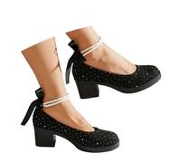 Generisch Elegante pantuflas de tacón alto para mujer, para el tiempo libre, modernos y cotidianos en diseño clásico, Negro , 41 EU