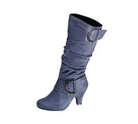 Generisch Elegante Retro Botas De Mujer Con Tacón Cónico Eje Alto Para Mujeres De Moda Conscientes Del Estilo, gris, 41 EU
