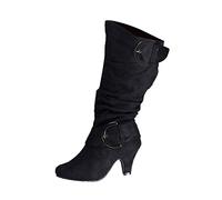 Generisch Elegante Retro Botas De Mujer Con Tacón Cónico Eje Alto Para Mujeres De Moda Conscientes Del Estilo, Negro , 41 EU