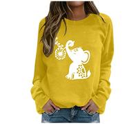 Generisch Elegante sudadera de manga larga para mujer con estampado de erizo moderno como parte superior informal y cómoda, amarillo, L