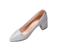 Generisch Elegante tacón de aguja con lentejuelas para ocasiones festivas como bodas y bailes, plata, 37 EU