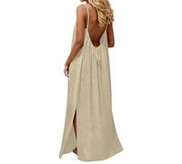 Generisch Elegante vestido casual para mujer, vestido de dormir holgado con espalda sin tirantes, corte de estilo femenino, versátil y combinable, beige, M