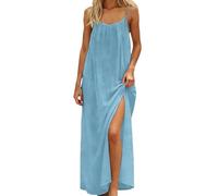 Generisch Elegante vestido casual para mujer, vestido de dormir holgado con espalda sin tirantes, corte de estilo femenino, versátil y combinable, azul claro, L