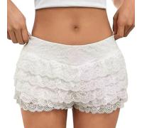 Generisch Elegante vestido de cóctel para mujer con ribete de volantes, diseño de varias capas para una apariencia de cuento de hadas, Blanco, L