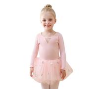Generisch Elegante vestido de entrenamiento de ballet para niñas, vestido de danza clásica, falda de actuación con falda de capa fluida para actuaciones y ensayos, camiseta elástica cómoda, ajuste a
