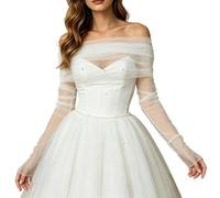 Generisch Elegante vestido de manga larga con mangas de malla extraíbles de varias capas para un look informal, versátil, se puede usar durante todo el año. Color sencillo ideal para ocasiones