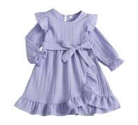 Generisch Elegante vestido de manga larga para niña con elegante adorno de encaje que realza la figura acampanado para ocasiones festivas Tela suave ideal para la temporada de otoño Ropa formal