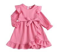 Generisch Elegante vestido de manga larga para niña con elegante adorno de encaje que realza la figura acampanado para ocasiones festivas Tela suave ideal para la temporada de otoño Ropa formal