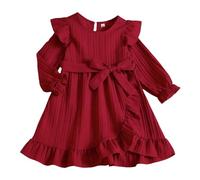 Generisch Elegante vestido de manga larga para niña con elegante adorno de encaje que realza la figura acampanado para ocasiones festivas Tela suave ideal para la temporada de otoño Ropa formal