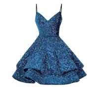 Generisch Elegante vestido de noche para mujer con diseño de lentejuelas para banquetes y ocasiones festivas, azul, 2 años