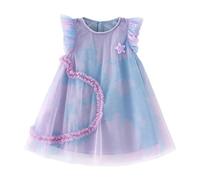 Generisch Elegante vestido de tul de flores batik para niñas como disfraz de princesa para fiestas especiales de vacaciones, azul, 5-6 años