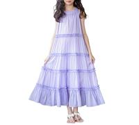 Generisch Elegante vestido de verano sin mangas de gasa para niñas con diseño sencillo, perfecto para los días cálidos, morado, 15-16 años