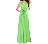 Generisch Elegante vestido largo de noche con cuello en V para mujer, vestido cruzado convertible para damas de honor, para invitadas de boda, fiestas, ropa casual, Verde claro., XL