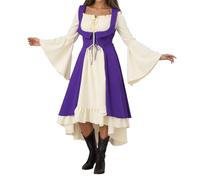 Generisch Elegante vestido medieval para mujer, gótico, cosplay, vestido de corte histórico, disfraz de fiesta de Halloween (púrpura, L)