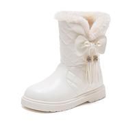 Generisch Elegantes botas de invierno para niña con suela de perfil robusta para un agarre óptimo y calor agradable en la estación fría, Blanco, 31.5 EU