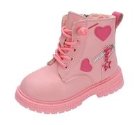 Generisch Elegantes botas de invierno para niñas con cordones con cremallera lateral calzado perfecto para los días fríos, Rosa., 33 EU