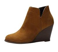 Generisch Elegantes botines de mujer con cremallera punta redonda botines modernos cómodos zapatos cortos para mujeres conscientes de la moda, marrón, 42 EU
