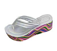 Generisch Elegantes chanclas para mujer con plantilla gruesa suela antideslizante para una comodidad perfecta en la playa o en la vida cotidiana, plata, 39 EU